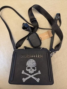 NWT STEVE MADDEN BEVLEYN SKULL SATCHEL CROSSBODY BAG BLACK HALLOWEEN EDITION - Picture 1 of 7