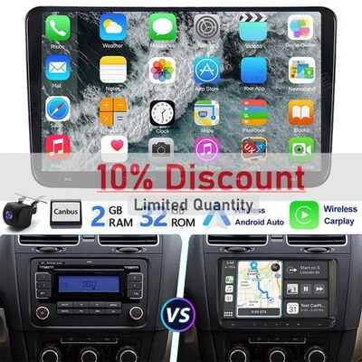 2+32G Android 13 Carplay Autoradio +AHD Für VW GOLF 5 6 Passat Touran Plus Caddy - Bild 1 von 4