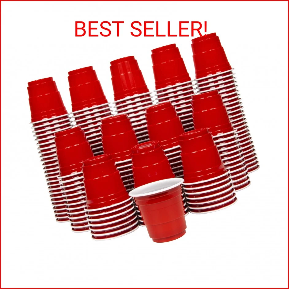 GoPong 2oz Plastic Shot Cups - Pack of 200 Disposable Mini Party Red