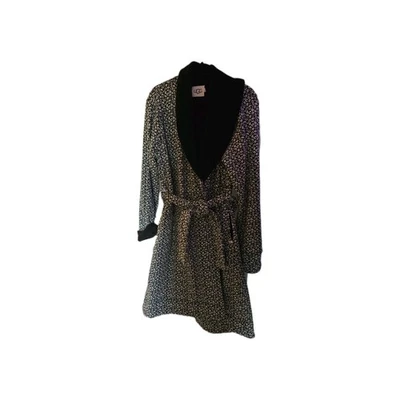 Ugg V7905 Mujer Negro Leopardo Vellón Duffield II Felpa Doble Tejido Bata Talla XL Foto 1 de 4