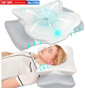 Almohada ergonómica ortopédica inodora almohadas de espuma viscoelástica para aliviar el dolor de cuello - Imagen 1 de 10
