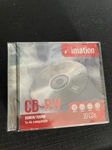 Imation 700MB 80 Min CD-RW Discs 10 Pack 1x-4x Compatible New Sealed - Picture 1 of 4