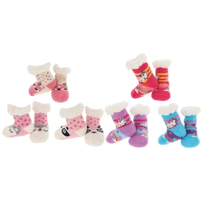 Calcetines Zapatilla Nuzzles Niñas Pequeñas, Animal y Unicornio, Vellón, Antideslizantes - Paquete de 3 Foto 1 de 4