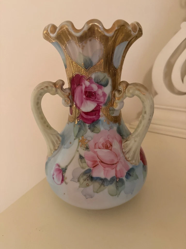 Это редкая красивая антикварная ваза Nippon с ручной росписью - Изображение 1 из 4