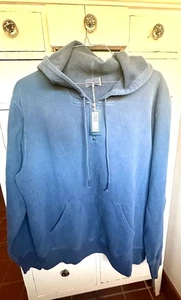 NWT Mododoc Blue Hooded French Terry Sweatshirt With Quarter Zip, size XXL - Picture 1 of 7