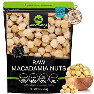 Nut Cravings Macadamia Nuts | Raw Fresh Snack Resealable Bag Kosher & Healthy - Picture 1 of 18