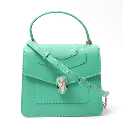Bolso BVLGARI Serpenti Forever Mango Superior Cadena Hombro Cuero Verde 290572 Foto 1 de 4