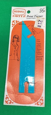 Vintage Dritz Sew eez Button Gauge & Point Turner 4" Ruler #633 - Free Shipping - Image 1 of 2