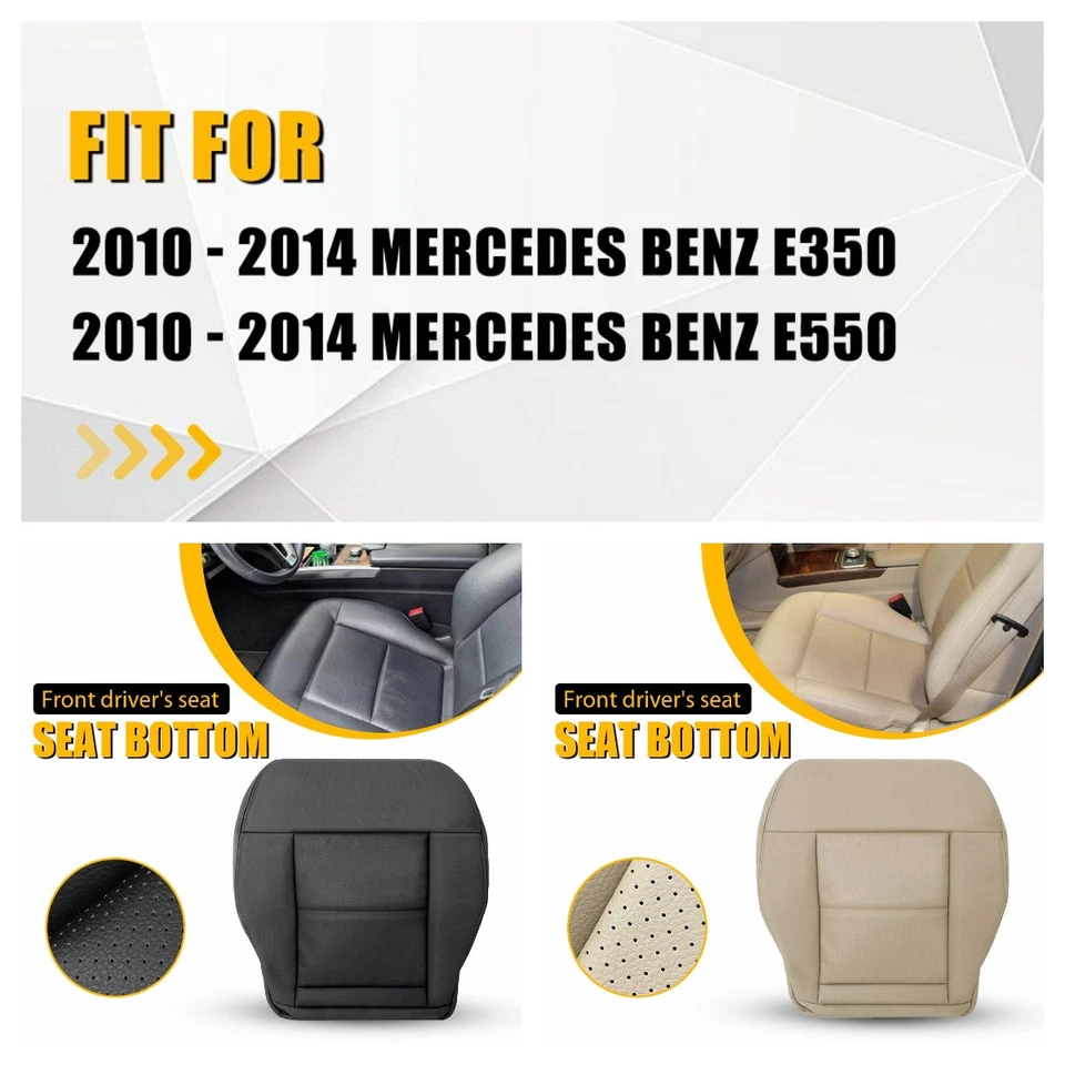 Cubierta de asiento de cuero inferior del lado del conductor tostado/negro para Mercedes Benz E350 E550 10-14 Foto 1 de 1