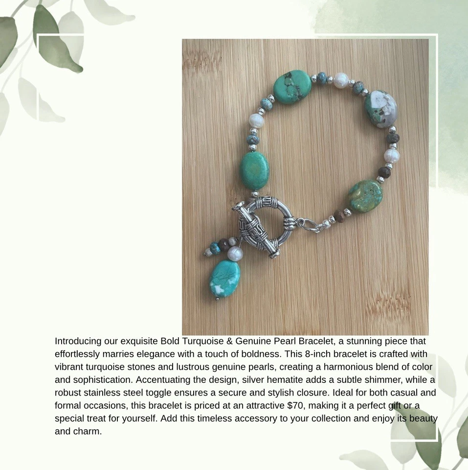 Pulsera Turquesa, Genuina, Perla Foto 1 de 1