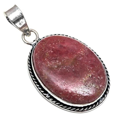 Pendant Rhodonite Gemstone Gift For Her Silver Jewelry 2" - Image 1 of 4