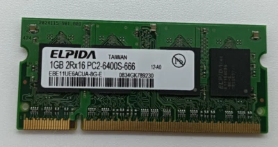 Elpida EBE11UE6ACUA-8G-E PC2-6400S-666 1GB SODIMM Memory RAM - Image 1 of 2