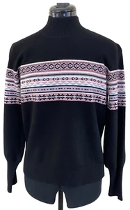 NWT Aspen Funnel Neck Sweater Black/Pink Fair Isle Women’s Size Small - Picture 1 of 12