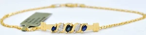 GENUINE 0.62 Cts BLUE SAPPHIRE & DIAMOND BRACELET 10k SOLID GOLD -Free Appraisal - Picture 1 of 5