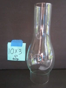 10" x 3" CLEAR GLASS LAMP CHIMNEY HURRICANE 4" bulge - Picture 1 of 1