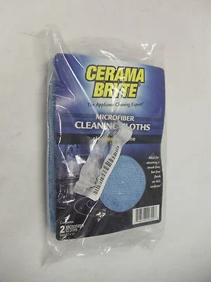 2 Cerama Bryte Blue Microfiber Cleaning Cloths 12" x 12" for Appliances - Image 1 of 2