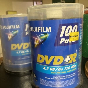 100 Pack of Fuji Film DVD+R 4.7 GB/Go 120 Min Disk for data & videoNew Sealed - Afbeelding 1 van 3