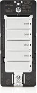 Countdown Timer Switch for fan/lights, 10-60 min, No Neutral, 15A, White - Picture 1 of 10