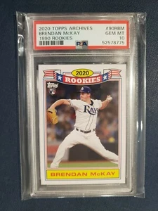 2020 Topps Archives 1990 Rookies BRENDAN McKAY RC Rays Rookie PSA 10 POP 1 - Picture 1 of 3