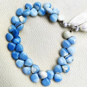 Natural Blue Opal Gemstone 9.5 mm Size Smooth Heart Shape Beads 8" Strand - Picture 1 of 8