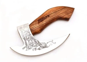 Hacha cortadora de pizza Viking forjada a mano de acero inoxidable cuchillas afiladas vaina cortadora U - Imagen 1 de 8