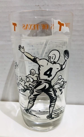 Vintage Texas Longhorns Football Drinking Glass “The Eyes Of Texas” Song 1960s Cover