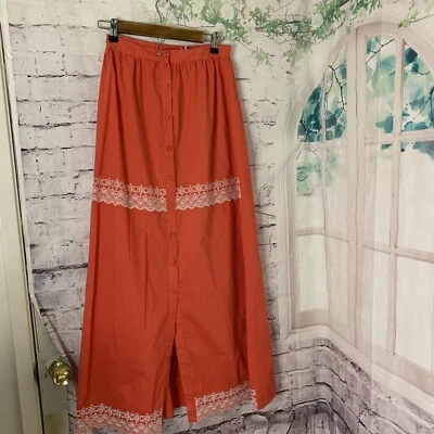 Falda para mujer Lulumari Line-A talla pequeña rosa naranja bordado ribete de encaje Foto 1 de 4