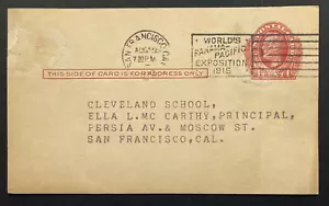 US #UX23 Entire Used Postcard - World's Panama -Pacific Exposition Cancel - 1915 - Picture 1 of 3