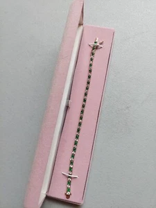 SHIMMERING 18K GOLD OVER STERLING SILVER CUBIC ZIRCONIA 8" TENNIS BRACELET NIB - Picture 1 of 8