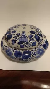 Royal Delft Porceleyne Fles blu dipinto a mano vintage anni 60 vaso polvere comò - Foto 1 di 8