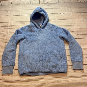 Athleta Girl So Snug Sherpa Hoodie Fleece Pullover Light Blue Girls Size L (12) - Picture 1 of 10