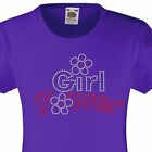 Girl's T-Shirt (12 Colour options) Rhinestone "Girl Power" 3-15 Years Gift