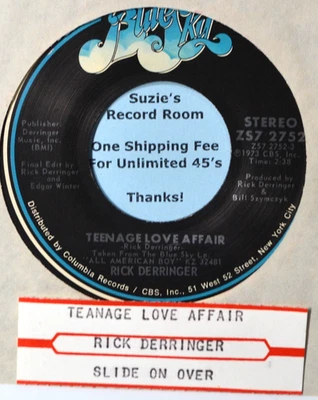 Rick Derringer Teenage Love Affair Jukebox Strip & EX 45 7" Vinyl -Coupons! Foto 1 de 3