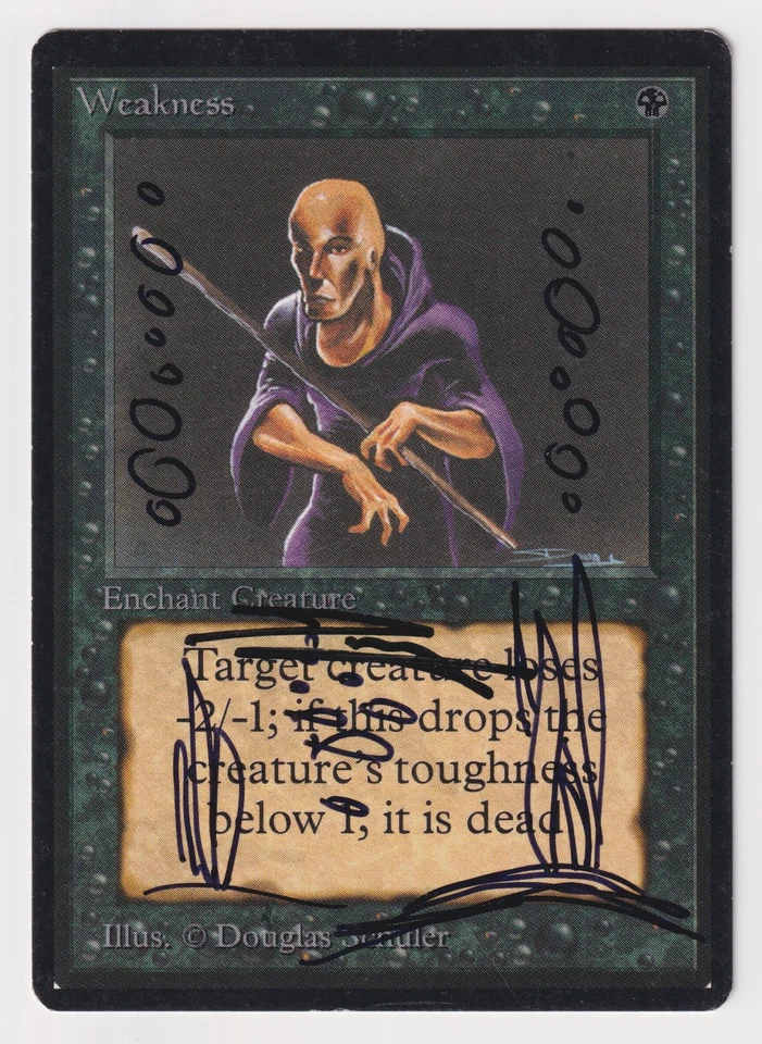 Signed Altered Sketch Weakness HP Beta Limited Artist Douglas Shuler MTG Magic! - Image 1 of 2