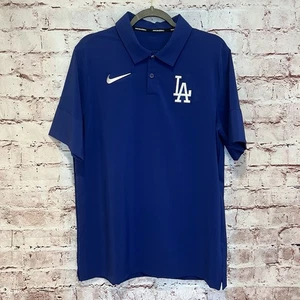 Nike Baseball Men’s Blue LA Dodgers Swoosh Embroidered Short Sleeve Polo Shirt L - Picture 1 of 6