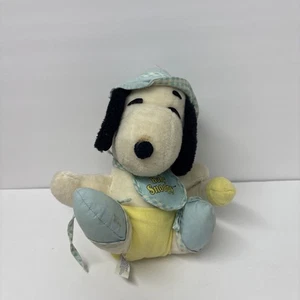 Peluche Knickerbocker Baby Snoopy vintage años 60 con sombrero, babero, biberón y pañal - Imagen 1 de 2