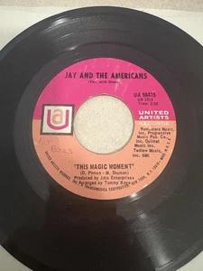Jay & The Americans "This Magic Moment" 45 UNITED ARTISTS...60s Pop (Tested) VG+ - Foto 1 di 2
