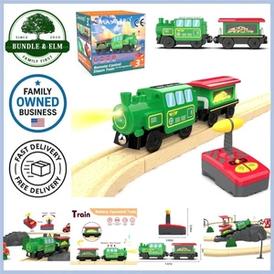 Wooden Train Accessories Battery Operated Locomotive Remote Control Train Kids - Picture 1 of 10