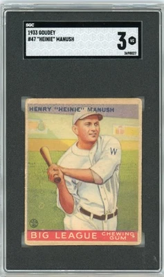 1933 Goudey Set-Break # 47 "Heinie" Manush SGC 3 Foto 1 de 2