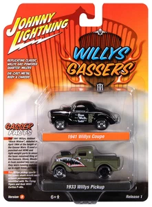 1941 Willys & 1933 Willys Pickup Blue/Gulf Johnny Lightning Twin Pack 1:64 R1 - Picture 1 of 5