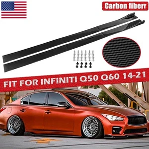 For INFINITI Q50 Q60 Carbon Black Side Skirt Rocker Panel Splitter Diffuser 86.6 - Picture 1 of 8