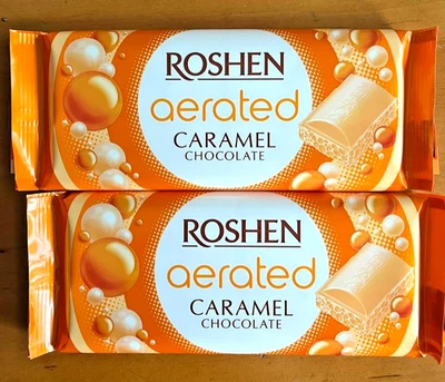 2PCS Ukrainian Sweets ROSHEN White Caramel Bubble Aerated Chocolate Bars 80g - Image 1 of 3