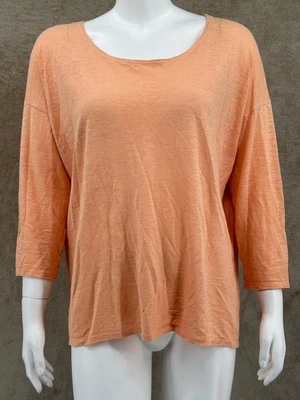 Eileen Fisher Top Womens Medium Peach Hemp Organic Cotton Boxy Oversized Summer Foto 1 de 4