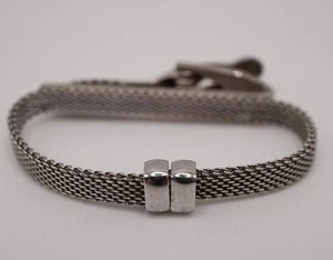 Swank Silver Tone Mesh Tie Bar Clasp Tie Tack - Picture 1 of 5