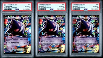 PSA 10 SEQUENTIAL Gengar EX ~ 34/119 Pokemon Phantom Forces Ultra Rare Set of 3 - Image 1 of 3