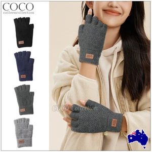 Winter Fingerless Gloves Soft Warm Open Finger Gloves Knitted Glove Unisex OZ - Picture 1 of 10
