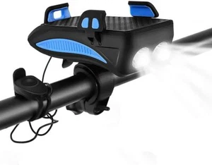 Multifunction LED Bike Headlight, Phone Holder, 4000mAh USB Power Bank & Horn - Picture 1 of 18
