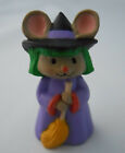 Hallmark Merry Miniature 1993 Mouse Dressed as Witch w/ Broom Halloween Figurine