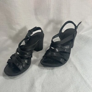Born Size 8 Ankle Strap Black Sandals Heels Shoes - Picture 1 of 9