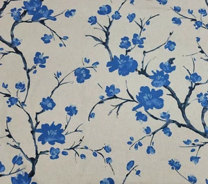 Spring Song in Marina BTY 54" Wide P Kaufmann 89% Cotton 11% Rayon Blue Floral - Picture 1 of 2